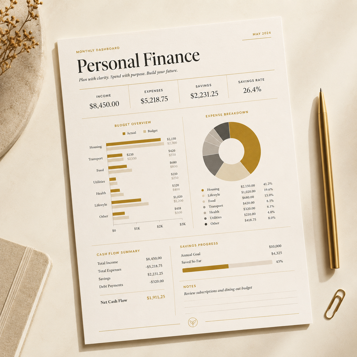 Claridad Financiera Nivel I — plantilla editorial de finanzas personales